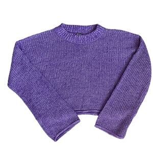 New Wild Fable Long Sleeve Purple Knit Cropped Sweater Size Small